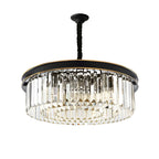 Lustre cylindrique moderne en cristal, hauteur réglable