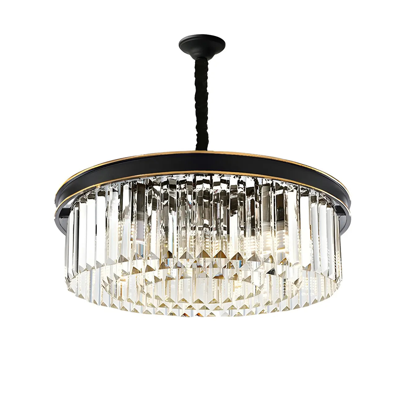 Lustre cylindrique moderne en cristal, hauteur réglable