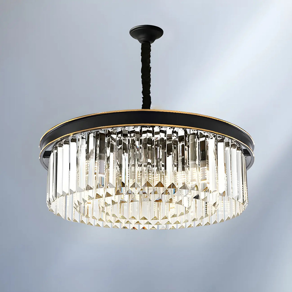 Lustre cylindrique moderne en cristal, hauteur réglable