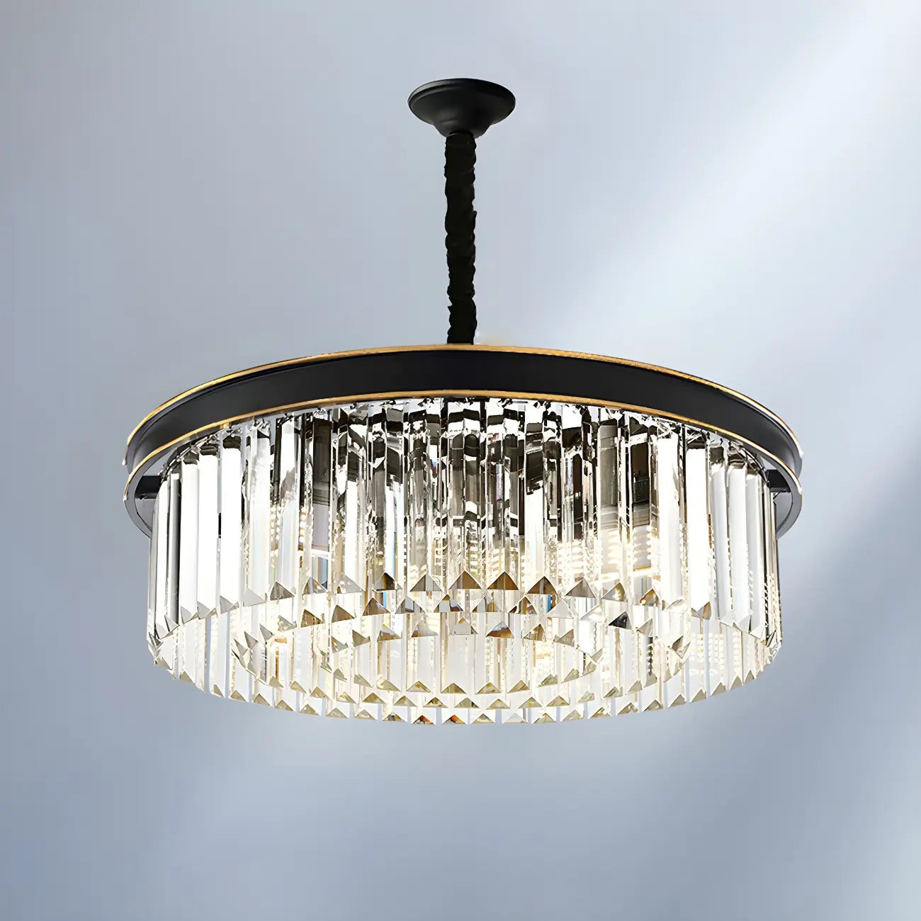 Lustre cylindrique moderne en cristal, hauteur réglable