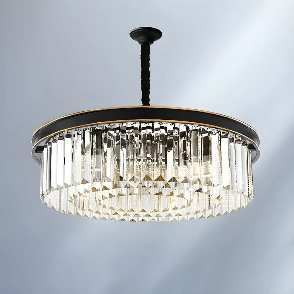Lustre cylindrique moderne en cristal, hauteur réglable