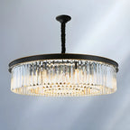 Lustre cylindrique moderne en cristal, hauteur réglable