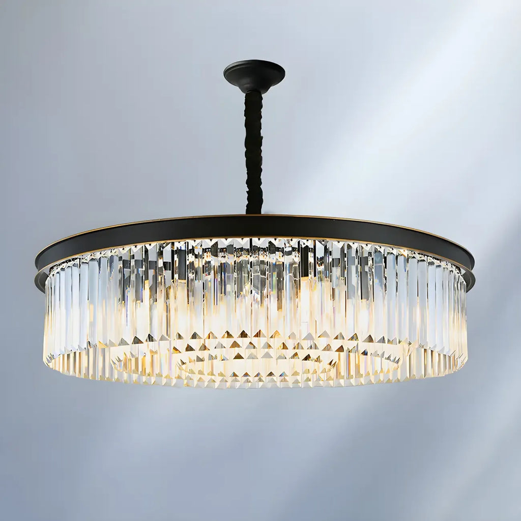 Lustre cylindrique moderne en cristal, hauteur réglable