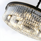 Lustre cylindrique moderne en cristal, hauteur réglable