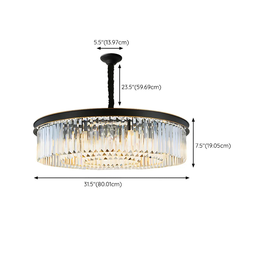 Lustre cylindrique moderne en cristal, hauteur réglable