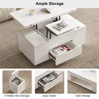Table basse pliable à plateau relevable avec 4 tabourets et rangement