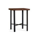 Tables de bar carrées industrielles en pin brun avec tréteaux en métal