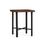 Tables de bar carrées industrielles en pin brun avec tréteaux en métal