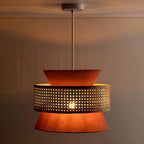 Lustre moderne bohème tissé, cylindrique, à hauteur réglable.