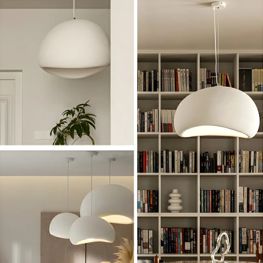 Lampadario a sospensione a cupola in resina bianca stile Art Déco moderno