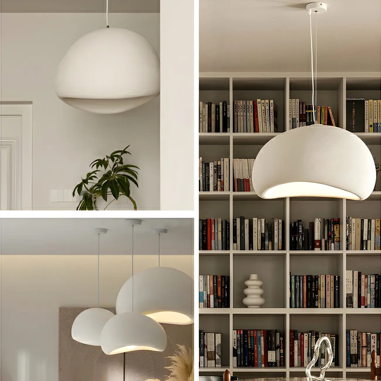 Lampadario a sospensione a cupola in resina bianca stile Art Déco moderno