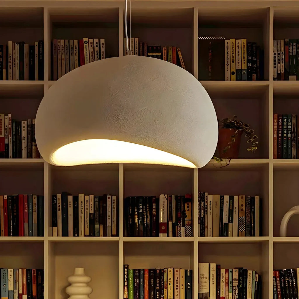 Lampadario a sospensione a cupola in resina bianca stile Art Déco moderno