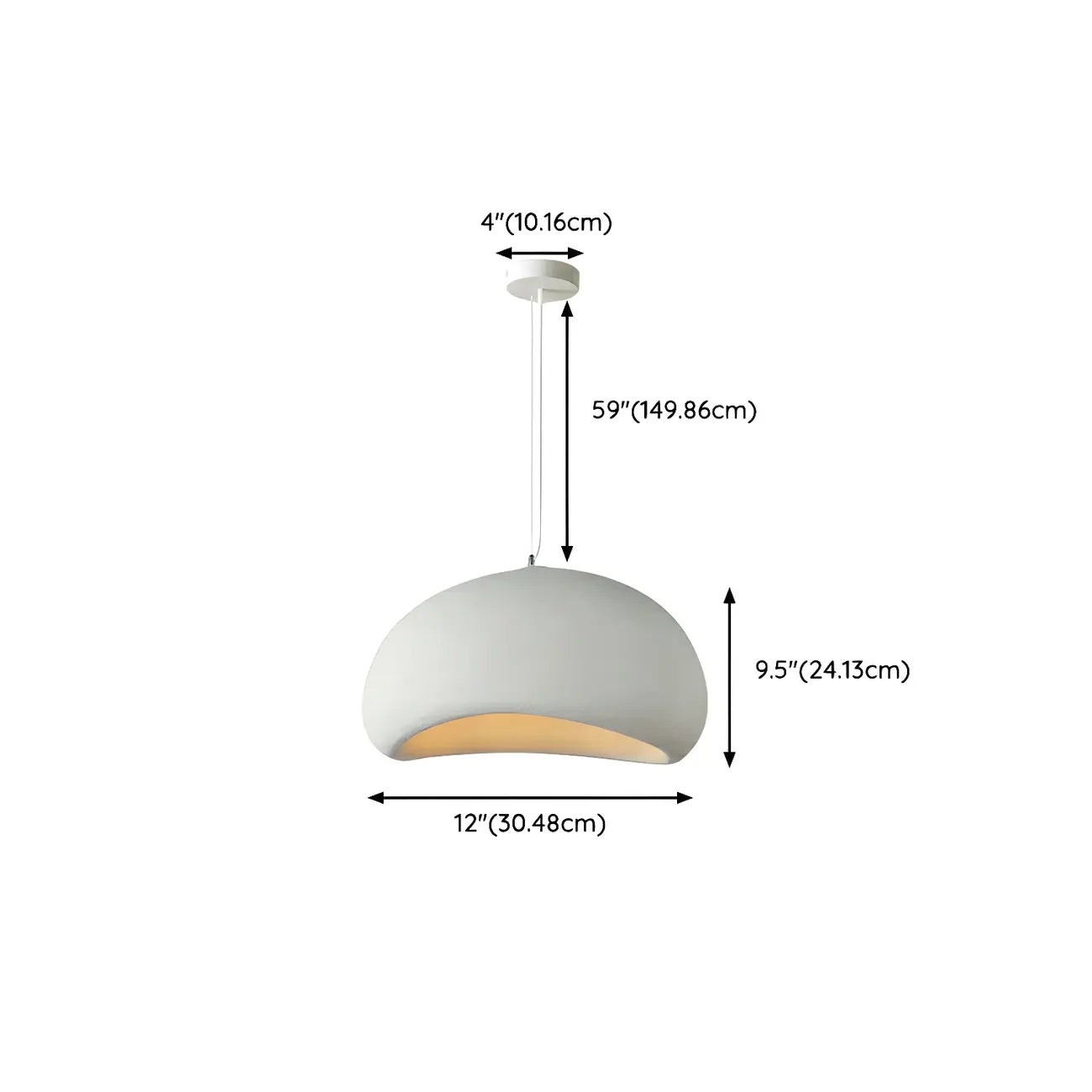 Lampadario a sospensione a cupola in resina bianca stile Art Déco moderno