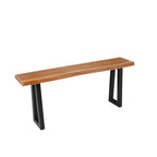 Table de bar rectangulaire en pin brun de style industriel avec piètement traîneau en métal