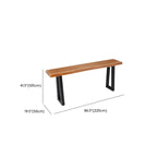 Table de bar rectangulaire en pin brun de style industriel avec piètement traîneau en métal