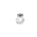 Plafonnier semi-encastré chromé en verre transparent, motif roche, pour couloir.