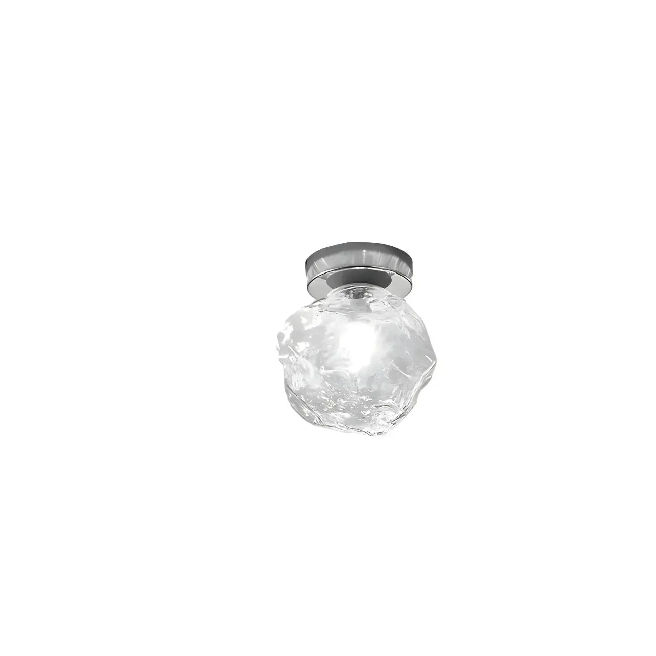 Plafonnier semi-encastré chromé en verre transparent, motif roche, pour couloir.