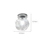 Plafonnier semi-encastré chromé en verre transparent, motif roche, pour couloir.