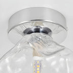 Plafonnier semi-encastré chromé en verre transparent, motif roche, pour couloir.