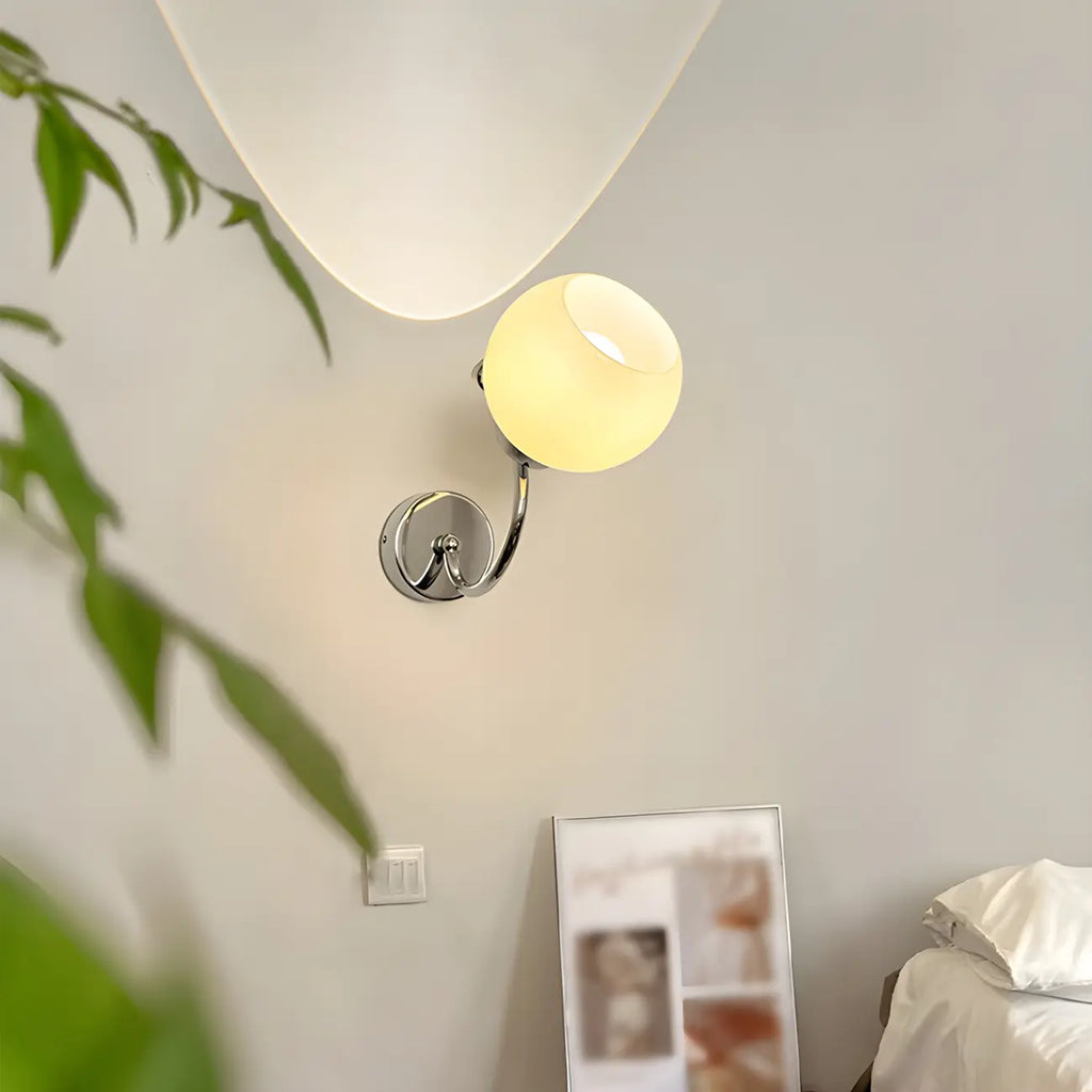 Lampada da parete LED a 2 luci, piccola, con globo in vetro, per arredamento camera da letto