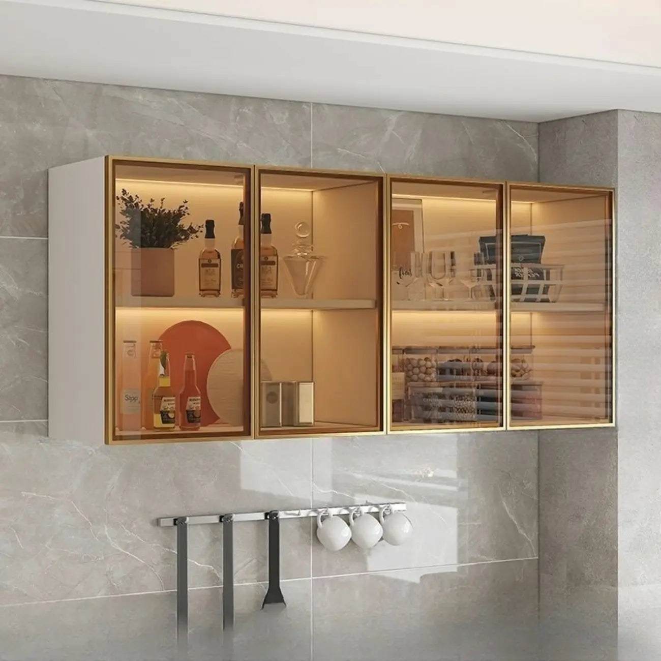 vaisselier mural gris en bois pour cuisine