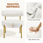 Chaise d'appoint Yaheetech avec pieds en métal doré et assise ronde rembourrée, blanc - 252326