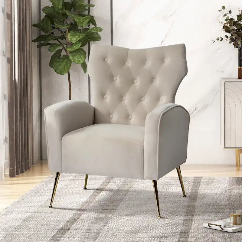 Poltrona trapuntata Abadiana Accent con base in metallo di HULALA HOME