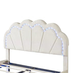 Ensemble de chambre 2 pièces avec lit plateforme LED et pouf de rangement