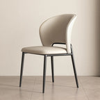 Chaise de salle à manger moderne en similicuir à dossier bas incurvé