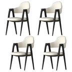 Chaise de salle à manger moderne en cuir avec dossier incurvé et accoudoirs ouverts