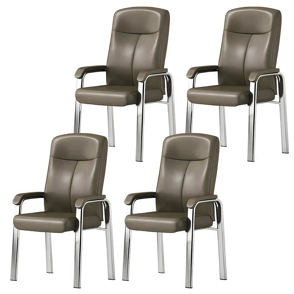 Chaise de bureau moderne HomeyFad en cuir et métal, à 4 pieds et accoudoirs