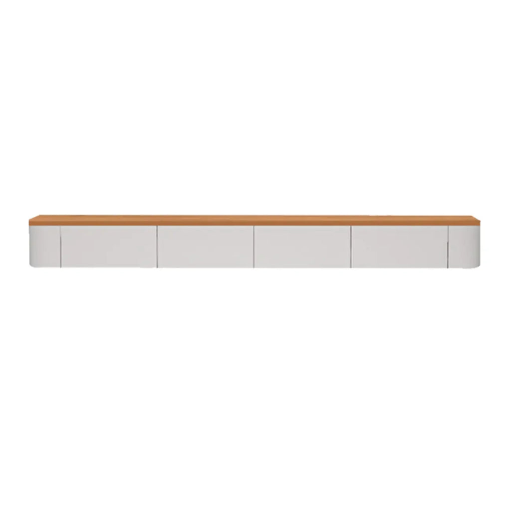 Mobile TV sospeso contemporaneo in legno bianco lungo con cassetti