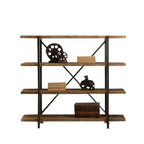 Bibliothèque murale industrielle en bois et métal à 4 niveaux
