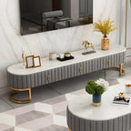 Mobile porta TV con gambe in marmo grigio Glam 79