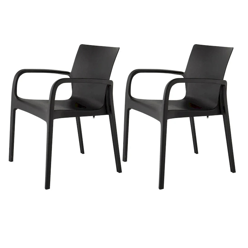 Fauteuil de salle à manger empilable toutes saisons Alissa en résine, lot de 2