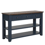 Console en bois avec 3 tiroirs de rangement et 2 étagères