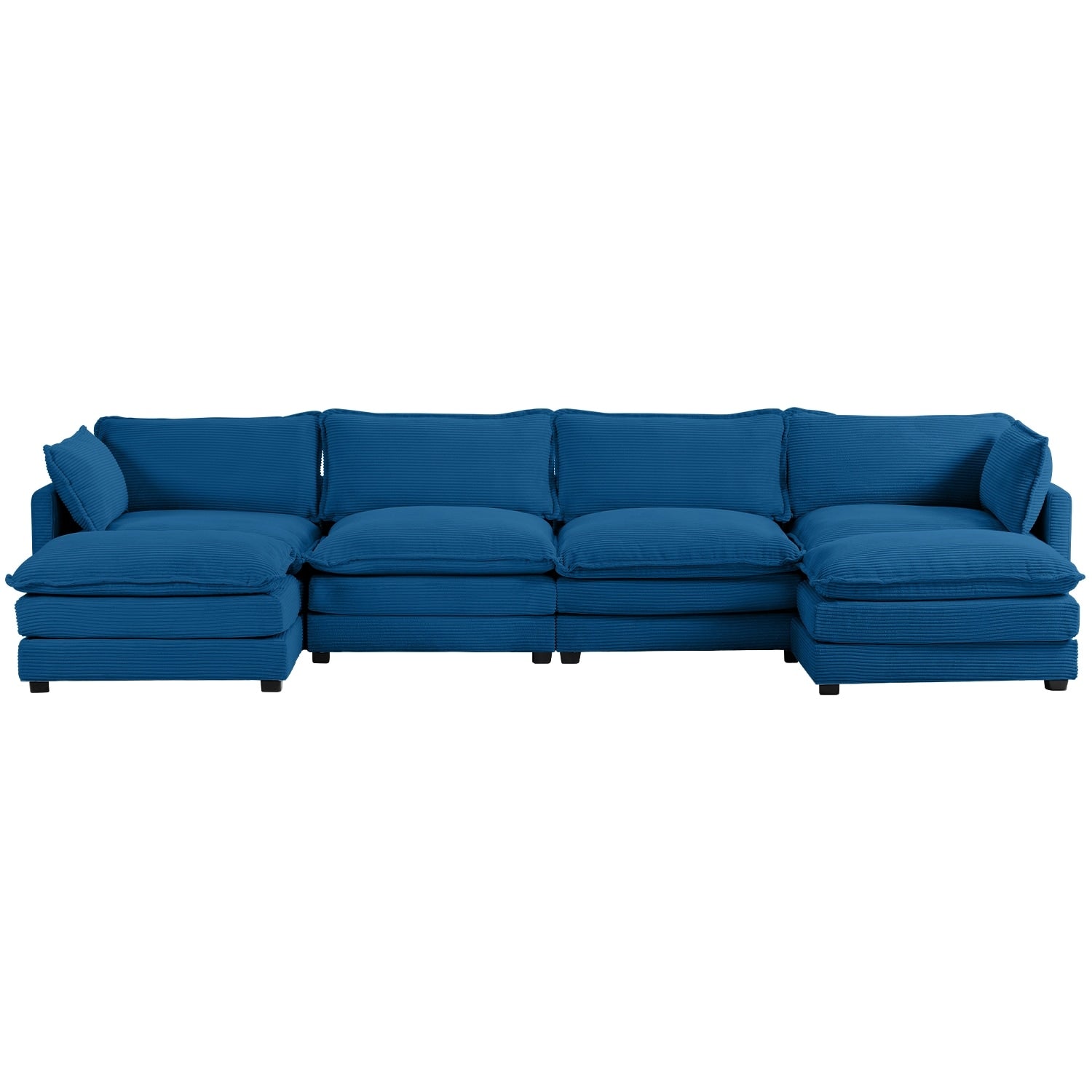 Canapé d'angle en velours côtelé avec poufs amovibles et coussins ultra-doux pour salon et chambre