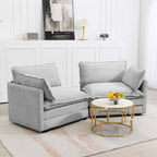 Canapé d'angle en velours côtelé avec poufs amovibles et coussins ultra-doux pour salon et chambre