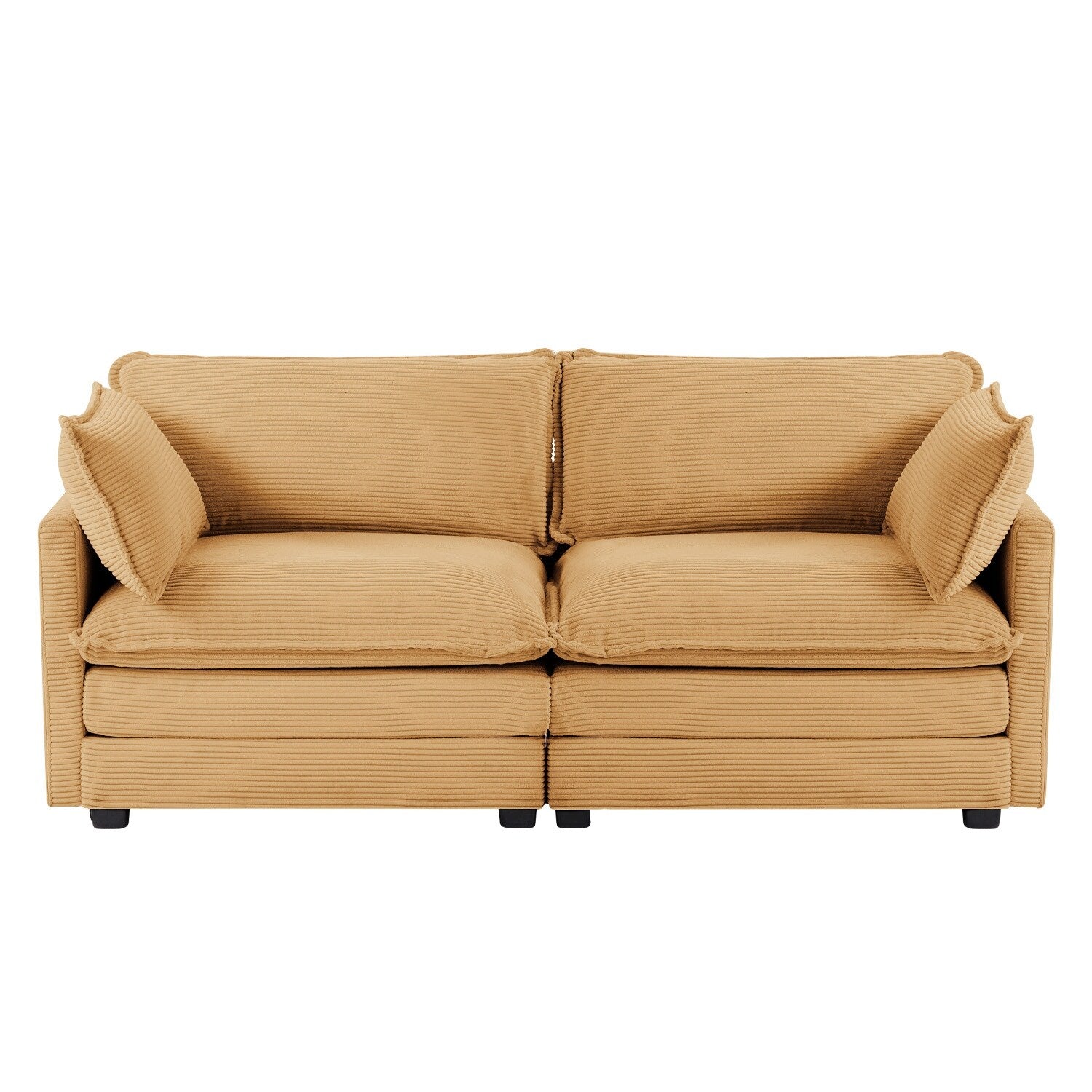 Canapé d'angle en velours côtelé avec poufs amovibles et coussins ultra-doux pour salon et chambre