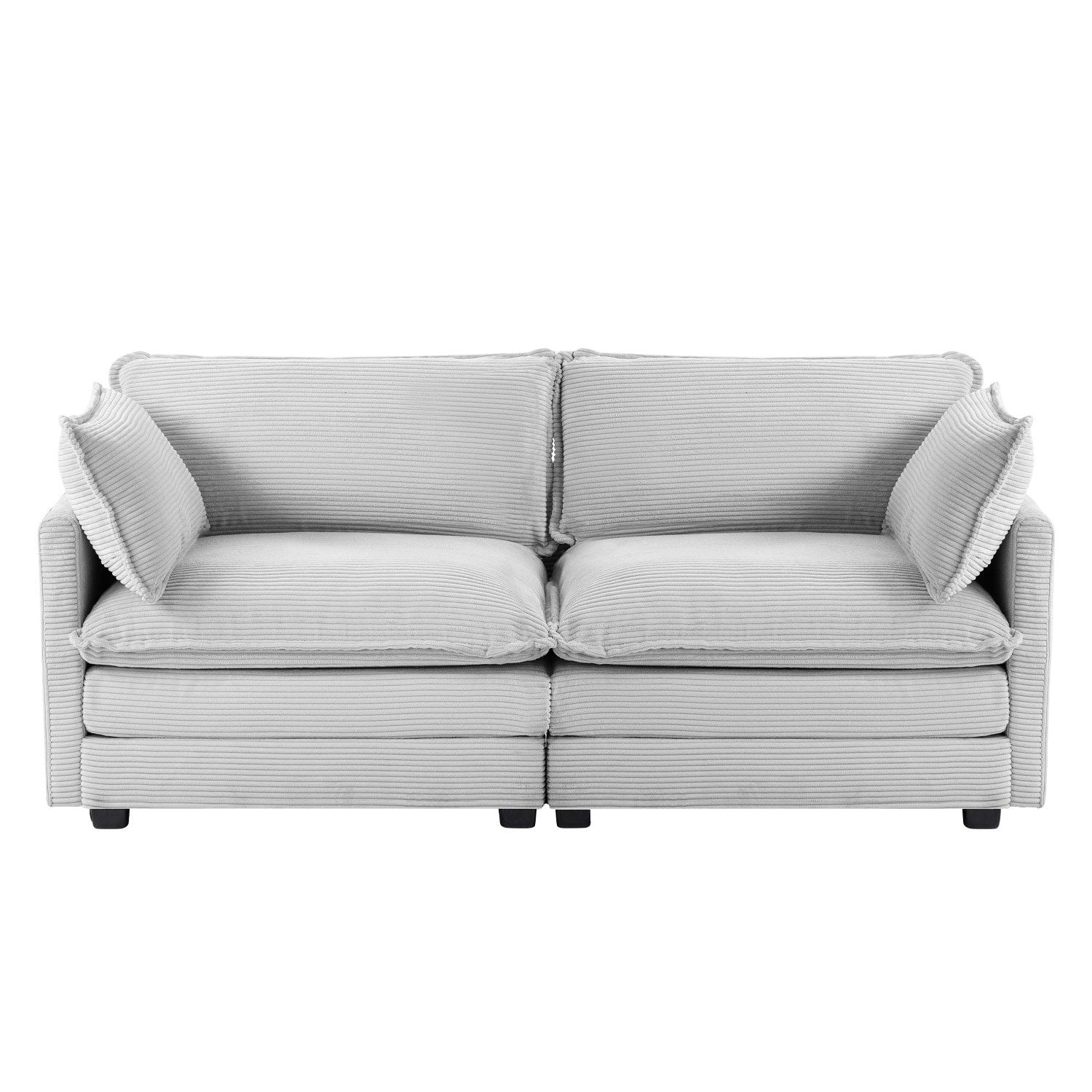 Canapé d'angle en velours côtelé avec poufs amovibles et coussins ultra-doux pour salon et chambre