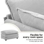 Canapé d'angle en velours côtelé avec poufs amovibles et coussins ultra-doux pour salon et chambre