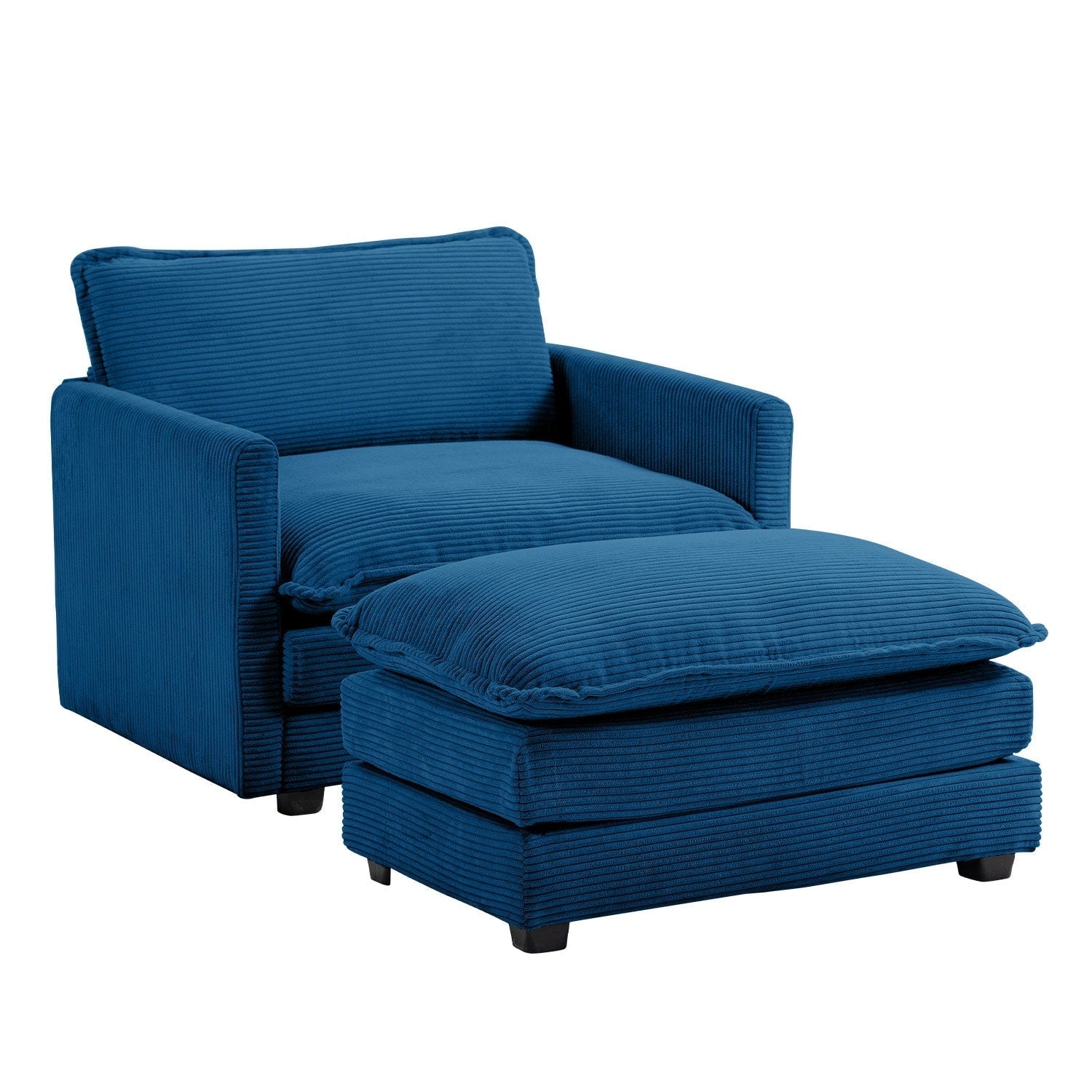 Canapé d'angle en velours côtelé avec poufs amovibles et coussins ultra-doux pour salon et chambre