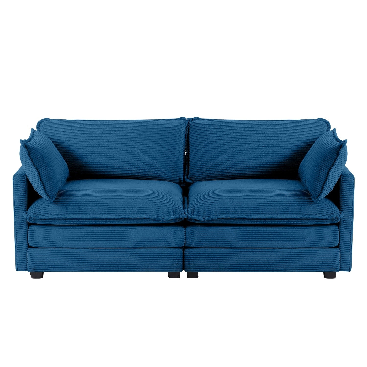 Canapé d'angle en velours côtelé avec poufs amovibles et coussins ultra-doux pour salon et chambre