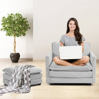 Canapé d'angle en velours côtelé avec poufs amovibles et coussins ultra-doux pour salon et chambre