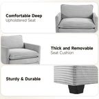 Canapé d'angle en velours côtelé avec poufs amovibles et coussins ultra-doux pour salon et chambre