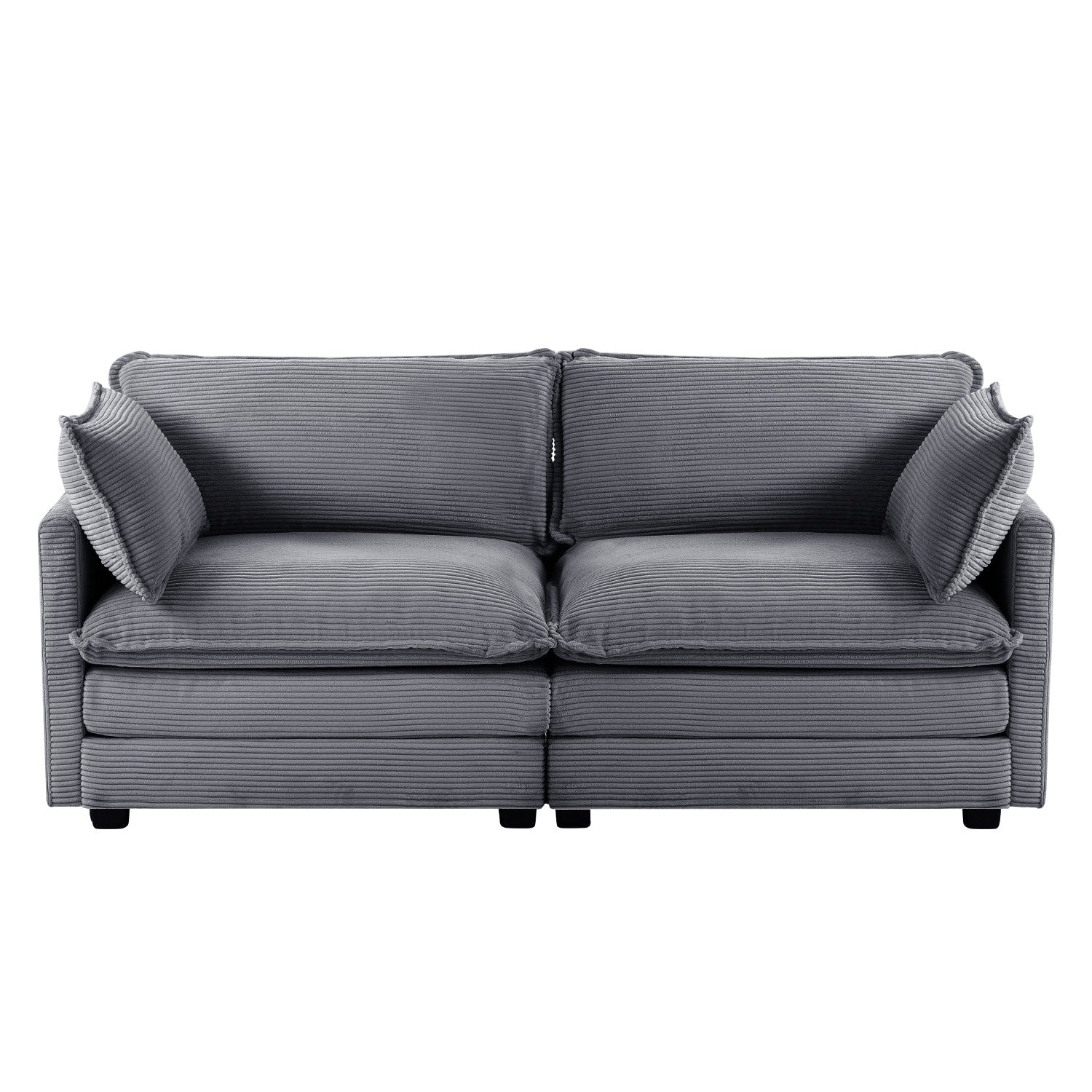 Canapé d'angle en velours côtelé avec poufs amovibles et coussins ultra-doux pour salon et chambre