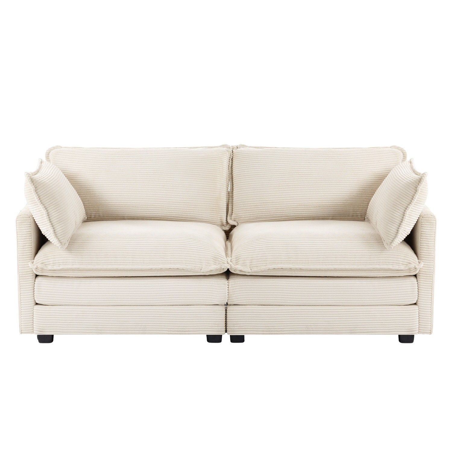 Canapé d'angle en velours côtelé avec poufs amovibles et coussins ultra-doux pour salon et chambre