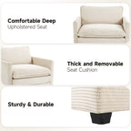 Canapé d'angle en velours côtelé avec poufs amovibles et coussins ultra-doux pour salon et chambre