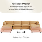 Canapé d'angle en velours côtelé avec poufs amovibles et coussins ultra-doux pour salon et chambre