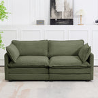 Canapé d'angle en velours côtelé avec poufs amovibles et coussins ultra-doux pour salon et chambre